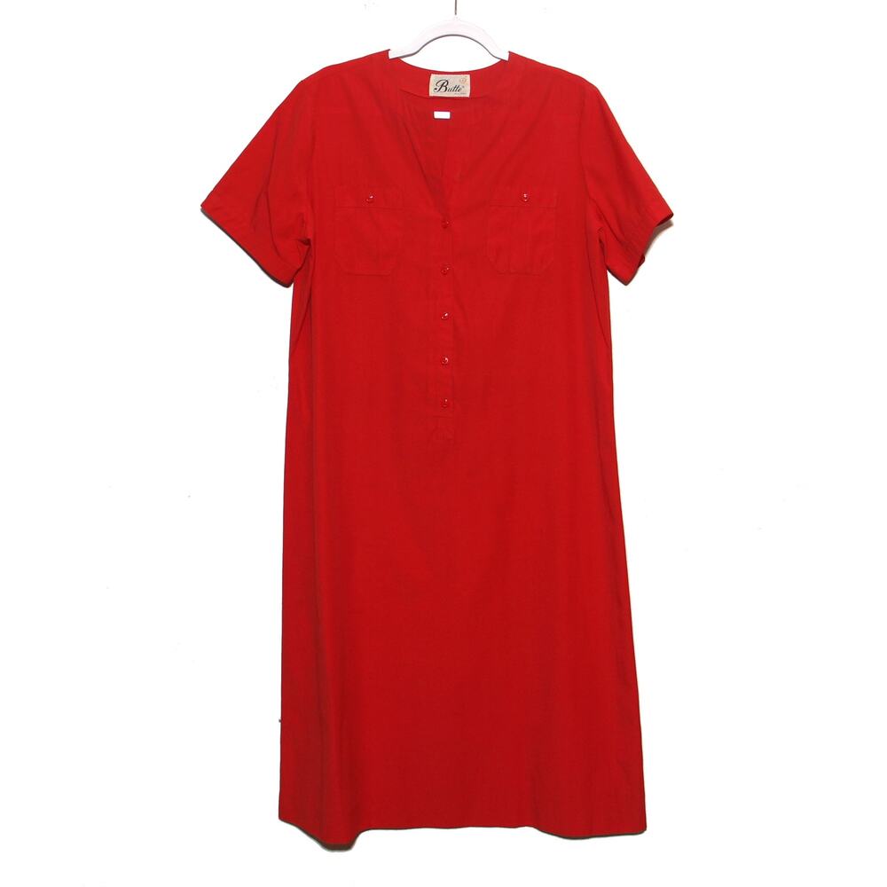 Vintage Butte Red Short sleeve Half Button Front Dress Size Large